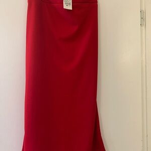Ashley Stewart Vibrant Red Maxi Skirt with Subtle Side Slit